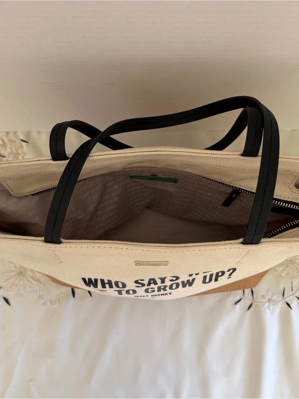 kate spade Disney “Who Says We Have To Grow Up” Canvas Tote
